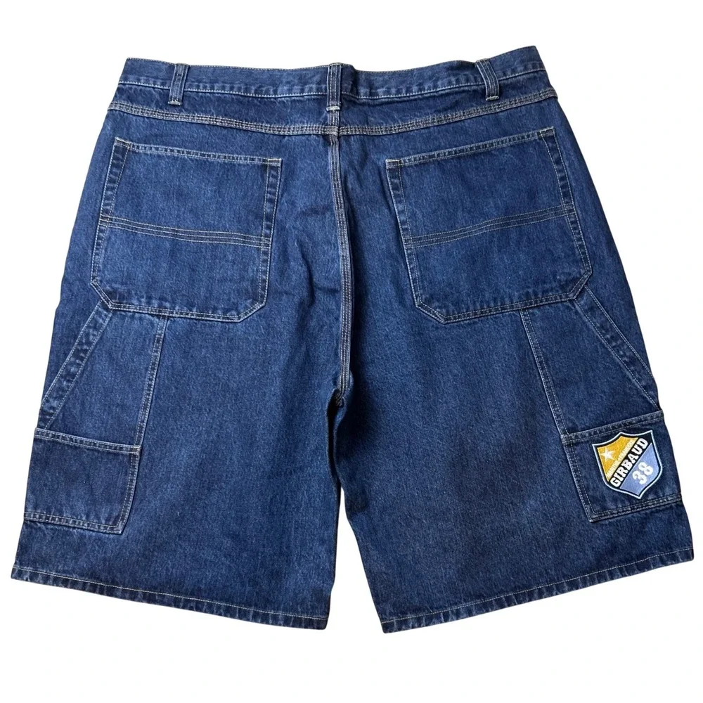 VTG Marithe Francois Girbaud Mens 44 Denim Carpenter Shorts Dark Wash Blue Baggy
